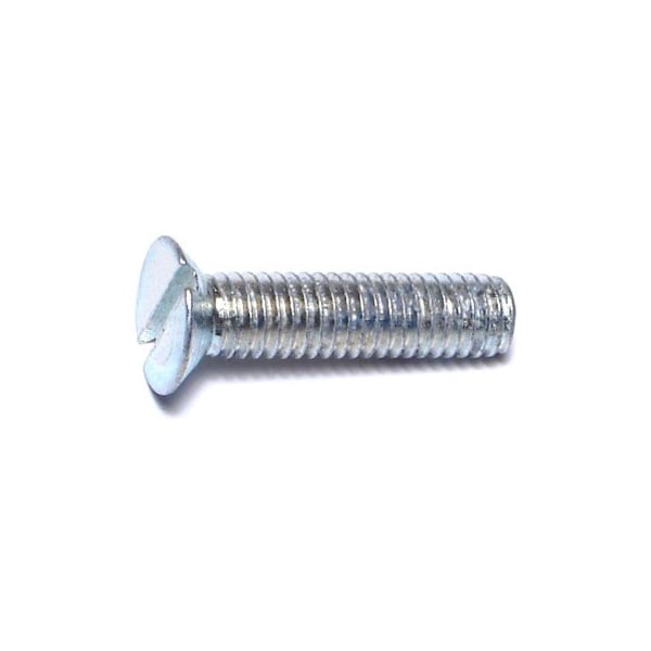 Midwest Fastener M6-1.00 x 25 mm Slotted Flat Machine Screw, Zinc Plated Steel, 10 PK 67938 - main